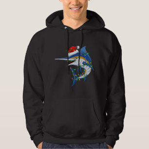 Grappige Marlin Visliefhebber Kerstmis Santa Hat M Hoodie
