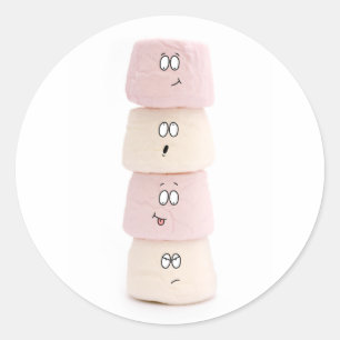 Grappige Marshmallow karakters Ronde Sticker
