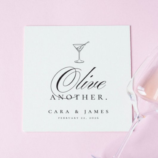 Grappige Martini Olive Een andere bruiloft cocktai Servet