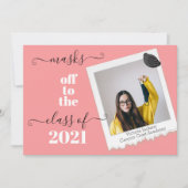 Grappige maskers van Afstuderen foto uitnodiging (Voorkant)