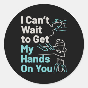 Grappige Massage Therapeut Handen Op U Ronde Sticker