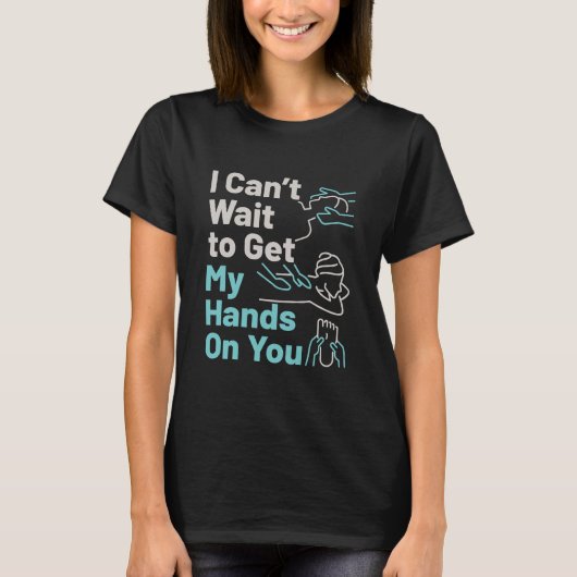 Grappige massagetherapeut legt handen op jou t-shirt (Voorkant)