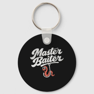 Grappige Master Baiter Vissen Worm Haak Vintage Sleutelhanger