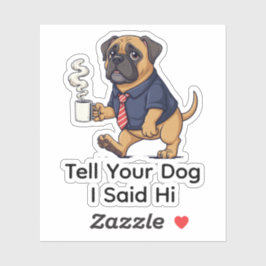 Grappige Mastiff Hond Zakelijke Pak Koffie Sticker