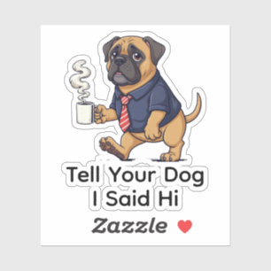 Grappige Mastiff Hond Zakelijke Pak Koffie Sticker