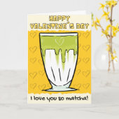 Grappige Matcha Valentijnkaart Kaart (Gele Bloem)