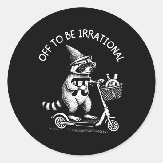 Grappige Math Wasbeer Pi Dag Irrationele Pun Scoot Ronde Sticker (Voorkant)