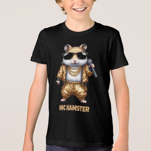 Grappige MC Hamster Rapper met Golden Baggy Pants Tri-Blend Shirt (Voorkant)