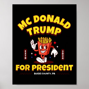 Grappige McDonald Trump voor President 2024 Franse Poster