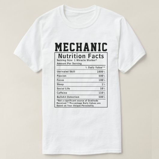 Grappige Mechanische Voeding Feiten technici auto T-shirt (Design voorkant)