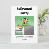 Grappige Medische Pensioen Humor Party Uitnodiging (Staand voorkant)