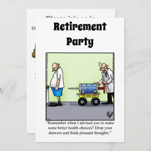 Grappige Medische Pensioen Humor Party Uitnodiging (Voorkant / Achterkant)