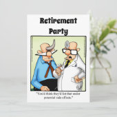 Grappige Medische Pensioen Humor Party Uitnodiging (Staand voorkant)
