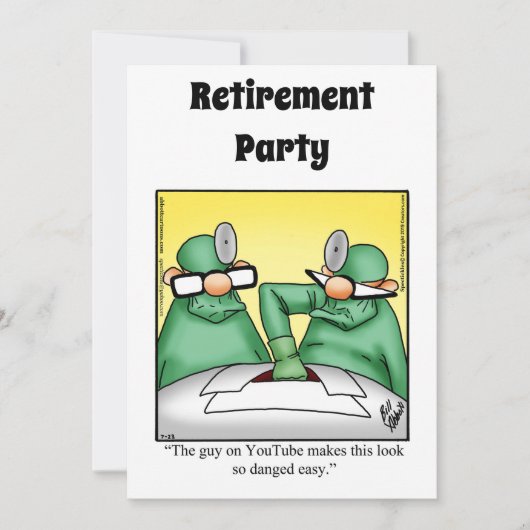 Grappige Medische Pensioen Humor Party Uitnodiging (Voorkant)