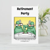 Grappige Medische Pensioen Humor Party Uitnodiging (Staand voorkant)