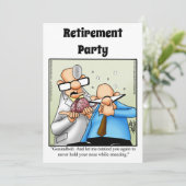 Grappige Medische Pensioen Humor Party Uitnodiging (Staand voorkant)