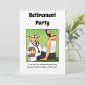 Grappige Medische Pensioen Humor Party Uitnodiging (Staand voorkant)