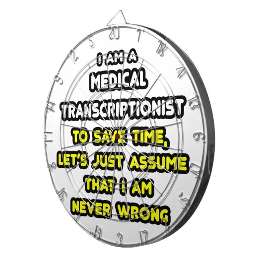 Grappige Medische Transcriptionist T-shirts Dartbord (Voorkant Rechts)
