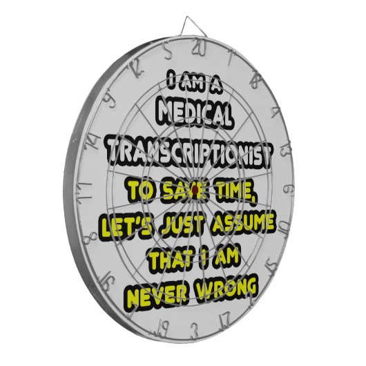 Grappige Medische Transcriptionist T-shirts Dartbord (Voorkant Links)