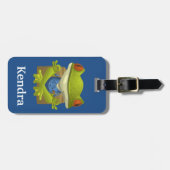 Grappige mediterende kikker Cartoon gepersonalisee Bagagelabel (Voorkant horizontaal)