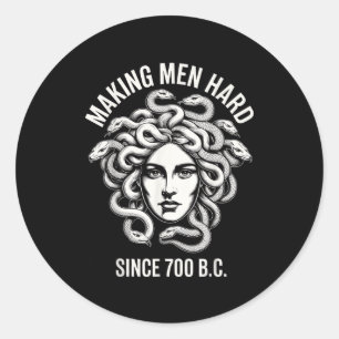 Grappige Medusa Zin Maakt Mannen Hard Grieks Mythe Ronde Sticker