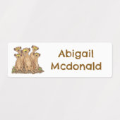 Grappige meerkat familie cartoon gepersonaliseerd labels (Design 1)