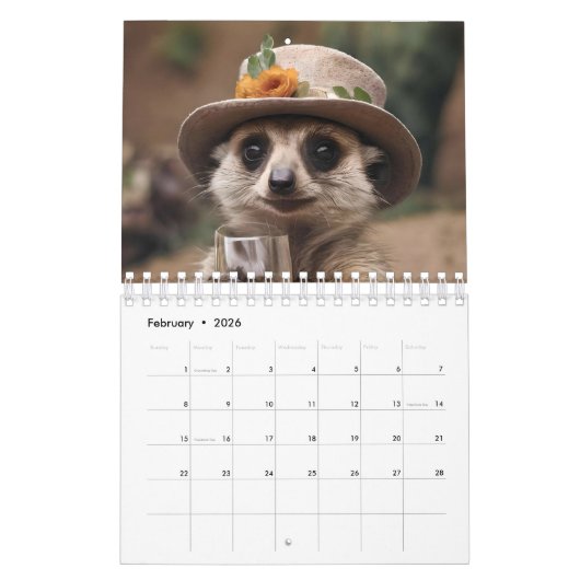 Grappige Meerkats die het buitengewone doen, Kalender (Feb 2026)