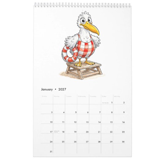 Grappige Meeuw Baan Kalender (Jan 2027)