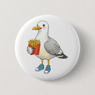 Grappige meeuw friet sneakers ronde button 5,7 cm