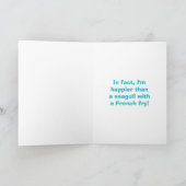 Grappige meeuw met een kaart voor een verlovingsfe (Binnen)