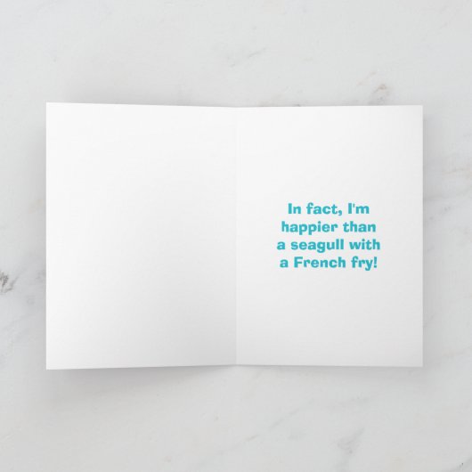 Grappige meeuw met een kaart voor een verlovingsfe (Binnen)