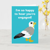 Grappige meeuw met een kaart voor een verlovingsfe (Gele Bloem)