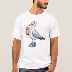 Grappige meeuw met Franse friet sneakers T-shirt