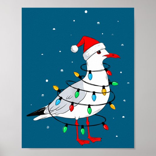 Grappige meeuw vogel kerst dierliefhebber poster (Voorkant)