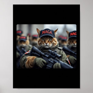 Grappige Mega Cat met geweer - Humoristische Donal Poster