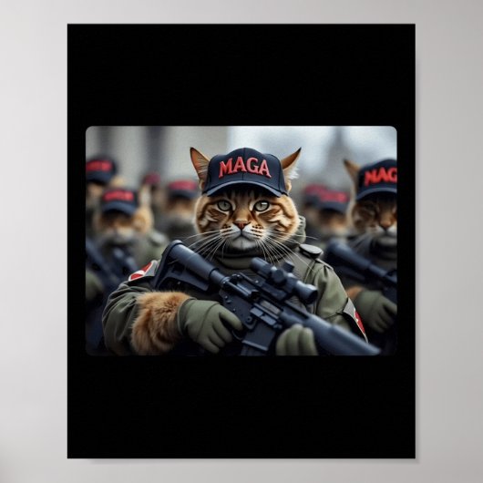 Grappige Mega Cat met geweer - Humoristische Donal Poster (Voorkant)