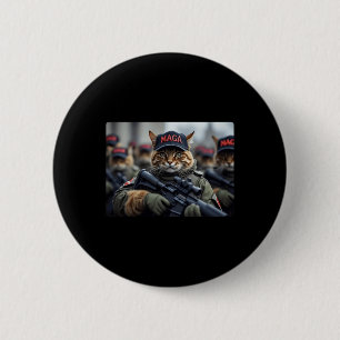 Grappige Mega Cat met geweer - Humoristische Donal Ronde Button 5,7 Cm