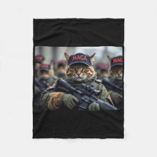 Grappige Mega Kat Met Geweer - Humoristische Donal Fleece Deken