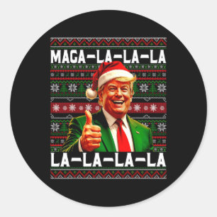 Grappige Mega-la-la-la Trump Kerstman Hoed Lelijke Ronde Sticker