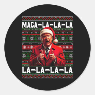 Grappige Mega-la-la-Trump Kerstmuts Lelijke Kerst Ronde Sticker