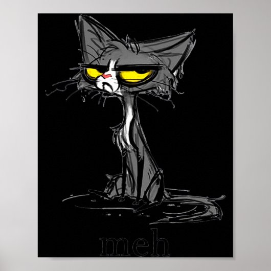 Grappige Meh Kat Kado Voor Kat Liefhebbers Poster (Voorkant)