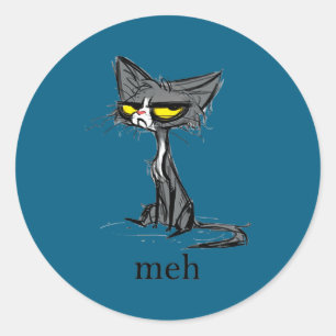 Grappige Meh Kat Kado Voor Kat Liefhebbers Ronde Sticker