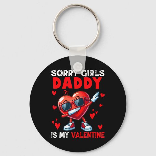 Grappige Meiden Grap Papa Is Mijn Valentijn Dabbin Sleutelhanger (Voorkant)