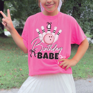 Grappige Meisjes BOWlen Verjaardag BABE Roze Strik T-shirt