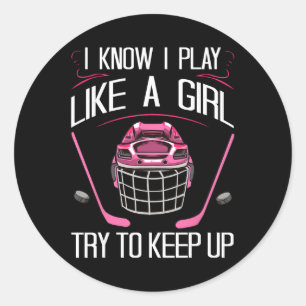 Grappige meisjes hockey ontwerpen voor vrouwen vel ronde sticker