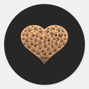 Grappige Melanine Handen Hart Afrikaanse Pride Zwa Ronde Sticker