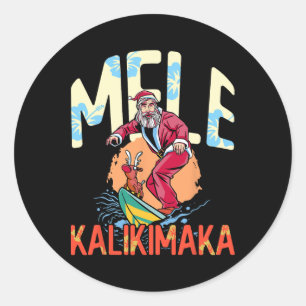 Grappige Mele Kalikimaka Hawaiaanse Kerstmis Surfe Ronde Sticker
