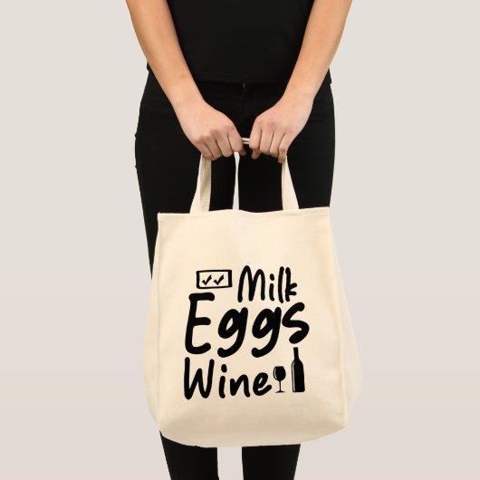 Grappige Melk Eieren Wijn Boodschappentas Tote Bag (Voorkant (product))