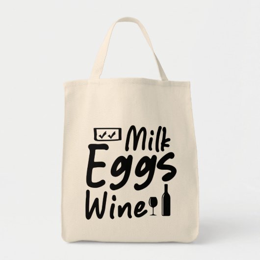 Grappige Melk Eieren Wijn Boodschappentas Tote Bag (Voorkant)