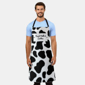 Grappige melk en koekjes bewerkbaar zwart koe patr schort (Gedragen)